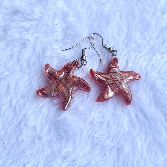 Hand Blown Glass Sea Star Pendants and Earrings - Picture 2 of 5